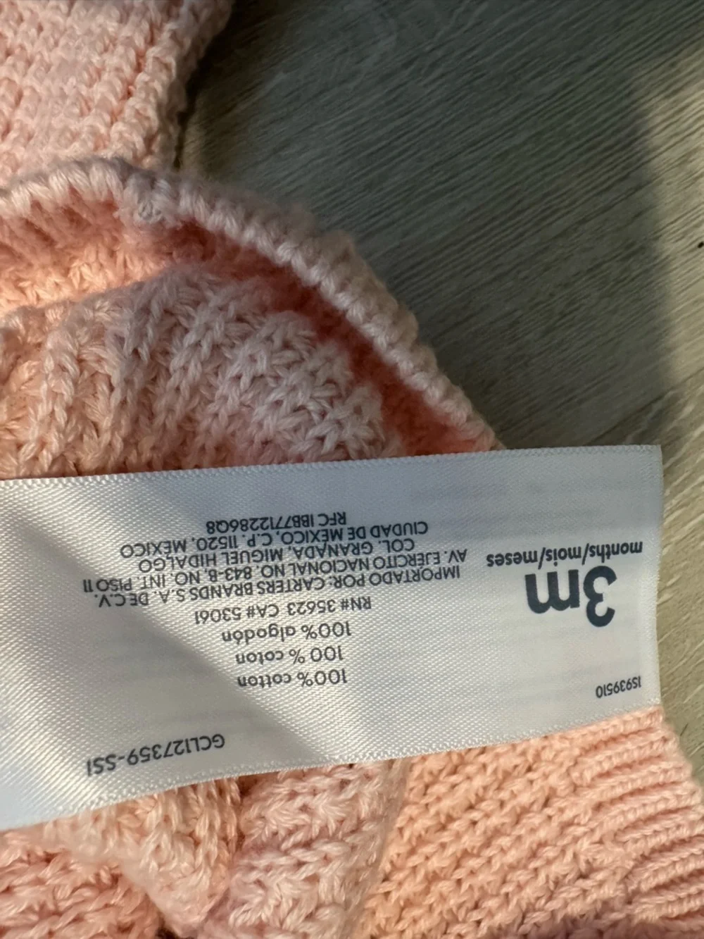 Carter's Pale‎ Pink Hooded Knit Baby Cardigan